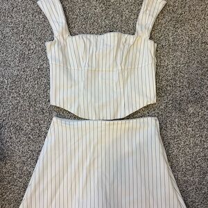 Striped White Two-Piece Set